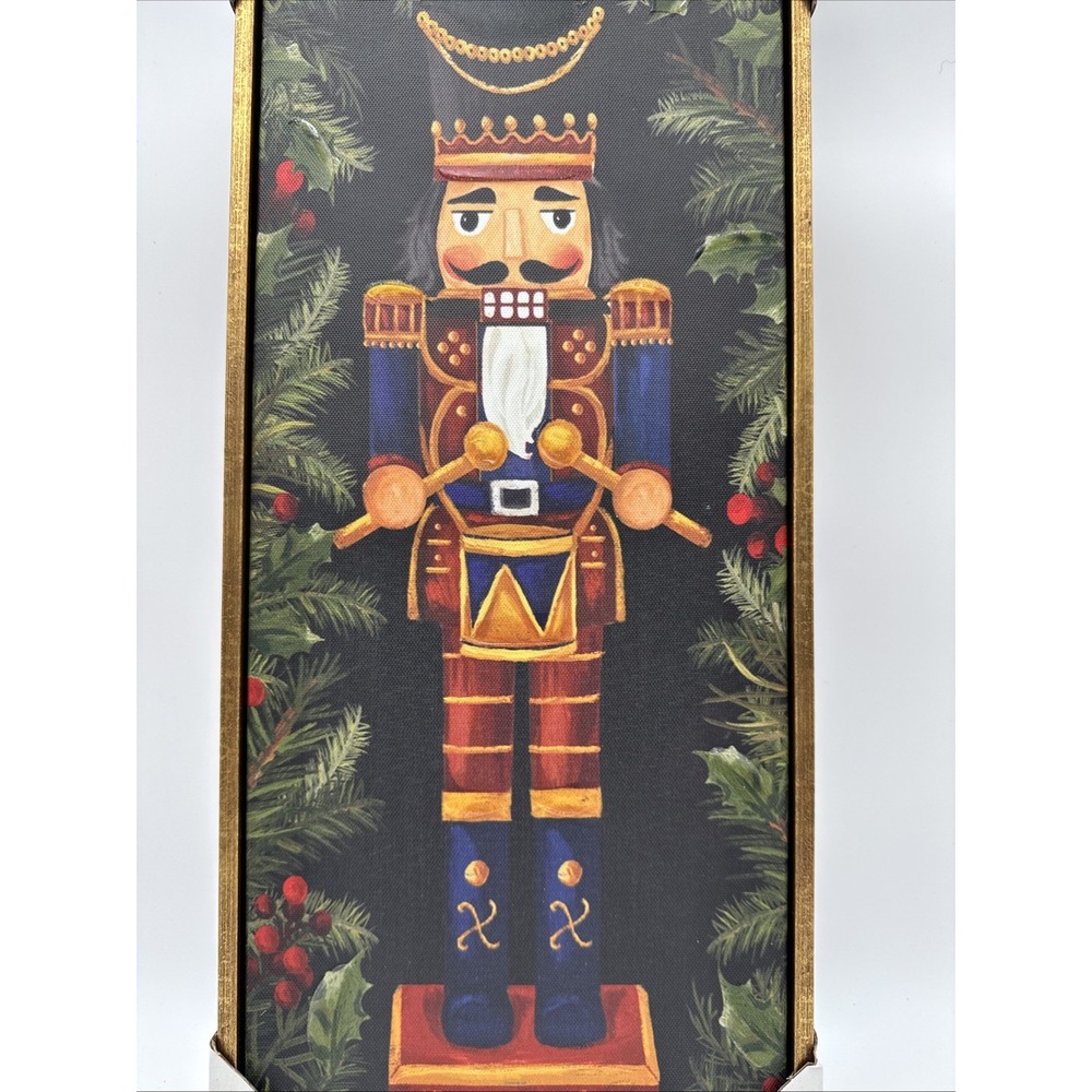 Hobby Lobby Drumming Nutcracker Framed Wall Decor 20" Christmas Art NEW